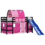 vidaXL Lit mezzanine enfants avec tunnel sans matelas rose 80x200 cm