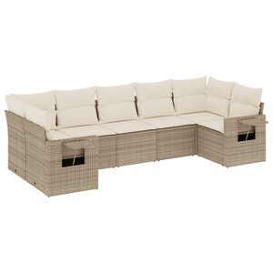 vidaXL Salon de jardin avec coussins 7 Pièces beige résine tressée