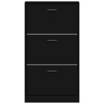 vidaXL Armoire à chaussures Noir 59x17x108 cm Bois d'ingénierie