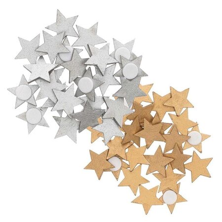 Stickers étoiles en bois - or-argent