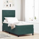vidaXL Lit à ressorts avec matelas Vert foncé 90 x 190 cm tissu