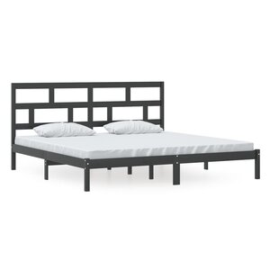 vidaXL Cadre de lit sans matelas Noir Bois de pin massif 200x200 cm