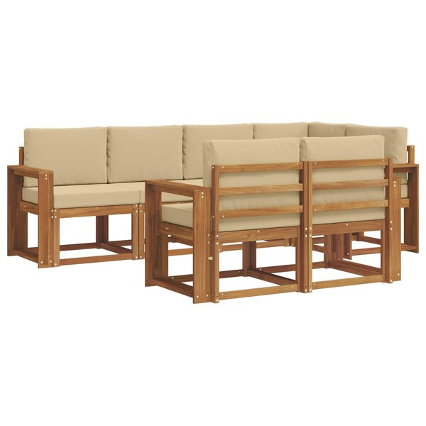 vidaXL Ensemble de canapés d'extérieur 7 pc Naturel et Beige