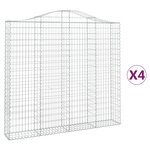vidaXL Paniers à gabions arqués 4 Pièces 200x30x180/200 cm Fer galvanisé