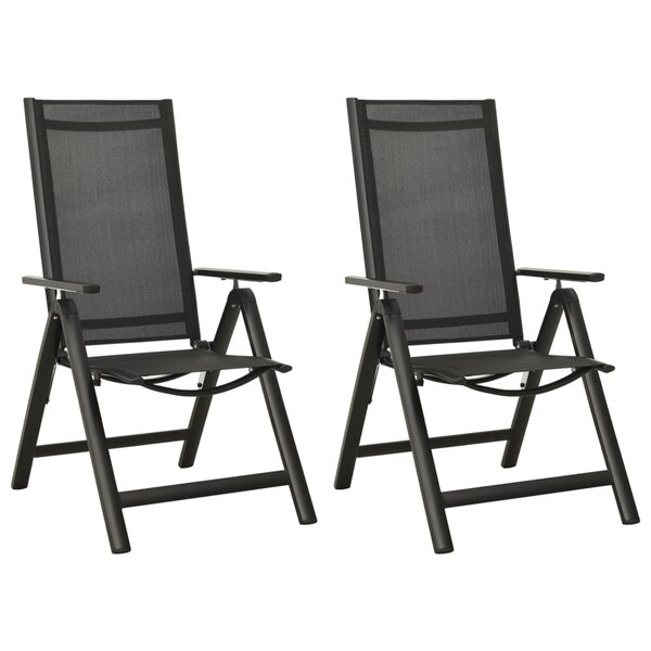 vidaXL Chaises pliables de jardin lot de 2 Textilène et aluminium Noir