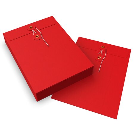 Lot de 20 enveloppes à rondelle et ficelle rouge 229x162
