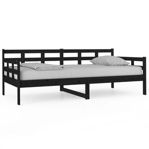 vidaXL Lit de jour sans matelas noir bois de pin massif 90x190 cm