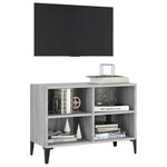 vidaXL Meuble TV avec pieds en métal Sonoma gris 69 5x30x50 cm