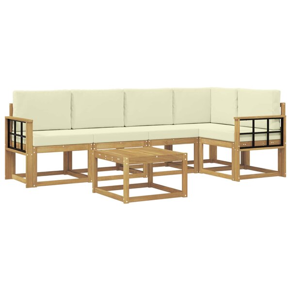 vidaXL Ensemble de canapés d'extérieur 6 pc Blanc et crème