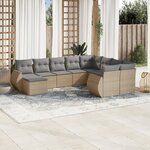 vidaXL Salon de jardin avec coussins 10 Pièces beige résine tressée