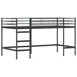 vidaXL Cadre de Lit Mezzanine pour Enfants avec Rideaux Noir et Bleu