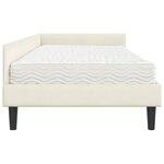 vidaXL Cadre de lit d'angle avec matelas Autre 2 Pièces Crème Velours