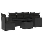 vidaXL Salon de jardin 6 Pièces avec coussins noir résine tressée