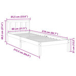 vidaXL Cadre de lit extra long sans matelas 80x210 cm bois massif pin