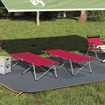 vidaXL Lit de camping pliant 2 Pièces Rouge 62 x 194 x 42 cm Tissu Oxford