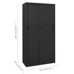 Armoire de bureau coulissante moderne et robuste 90 x 40 x 180 cm en acier anthracite 02_0046821