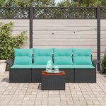 vidaXL Ensemble de canapé de jardin 5 Pièces Noir et turquoise
