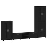 vidaXL Ensemble meuble TV avec tiroir FLORIN Noir Bois d'ingénierie