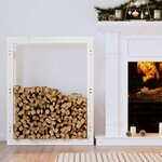 vidaXL Support pour bois de chauffage Blanc 80x25x100 cm Bois de pin