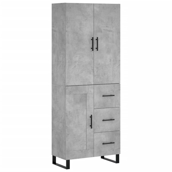 vidaXL Buffet haut Gris béton 69 5x34x180 cm Bois d'ingénierie