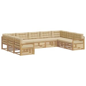 vidaXL Ensemble de canapés d'extérieur 9 Pièces Blanc et Beige