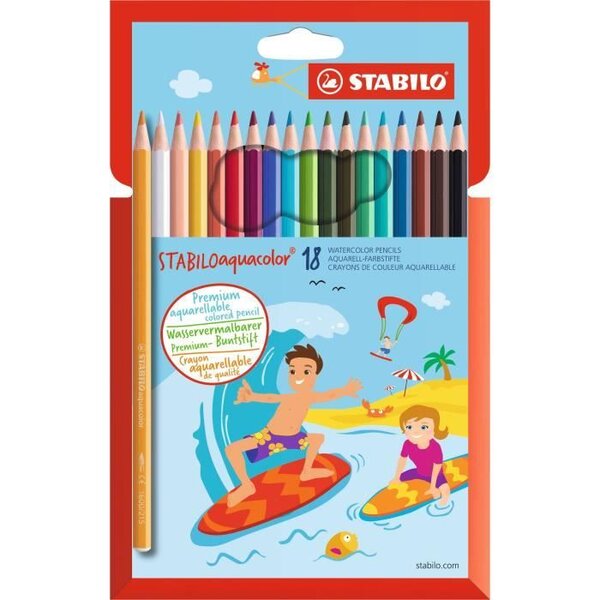 Etui de 18 crayons de couleur Aquarellable AQUACOLOR Mine 2,8 mm
