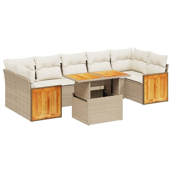 vidaXL Salon de jardin avec coussins 8 Pièces beige résine tressée