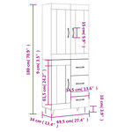 vidaXL Buffet haut Chêne sonoma 69 5x34x180 cm Bois d'ingénierie
