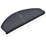 vidaXL Tapis de marches d'escalier 15 Pièces Gris foncé et bleu 65x24x4cm