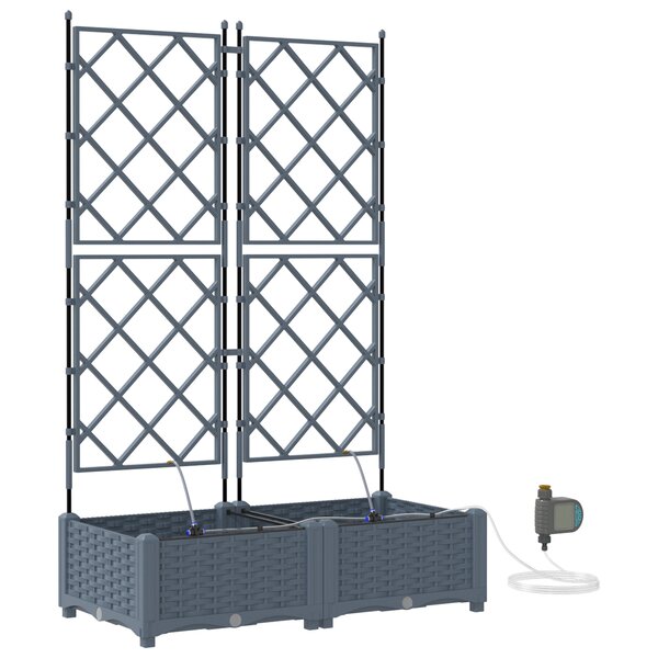 vidaXL Jardinières de jardin 1 pc Treillis Gris clair 80 x 40 x 126 cm