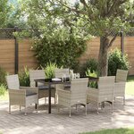 vidaXL Ensemble de salle à manger pour jardin 7 Pièces Gris clair
