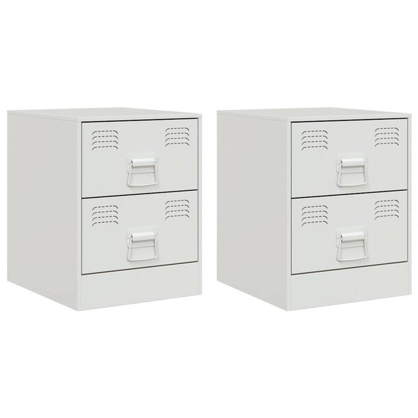 vidaXL Tables de chevet 2 Pièces blanc 34 5x39x44 cm acier