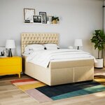 vidaXL Sommier à lattes de lit avec matelas Crème 140x190 cm Tissu