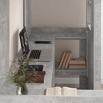 vidaXL Cadre de lit superposé avec bureau Gris béton 75 x 190 cm