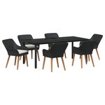 vidaXL Ensemble de salle à manger pour jardin 7 pc Noir polyrotin