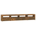 vidaXL Meuble TV avec lumières LED Chêne fumé 240x35x40 cm