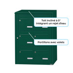 Bloc collectif Leabox  2x3  grade 3  simple face  extérieur  fixation murale  vert mousse ral 6005 finition brillante