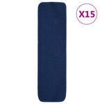 vidaXL Tapis d'escalier 15 Pièces 70x20 cm Bleu marine Rectangulaire