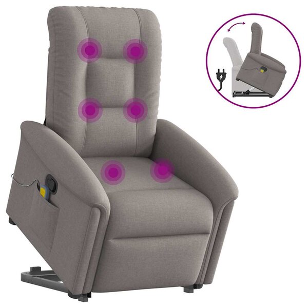 vidaXL Fauteuil inclinable de massage Taupe Tissu