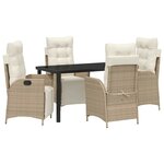 vidaXL Ensemble de salle à manger pour jardin 5 Pièces Beige Poly rotin
