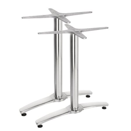 Pied de table double aluminium pour plateau 1100/700 - lot de 2 - bolero -  - aluminium 590x590x673mm