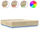 vidaXL Cadre de lit avec LED sans matelas chêne sonoma 180x200 cm