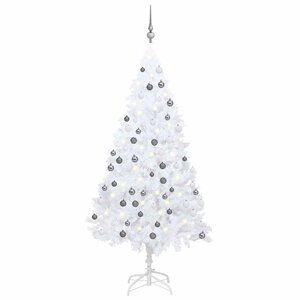 vidaXL Arbre de Noël artificiel pré-éclairé et boules blanc 180 cm PVC