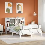 vidaXL Lit bibliothèque sans matelas blanc 140x190 cm bois pin massif