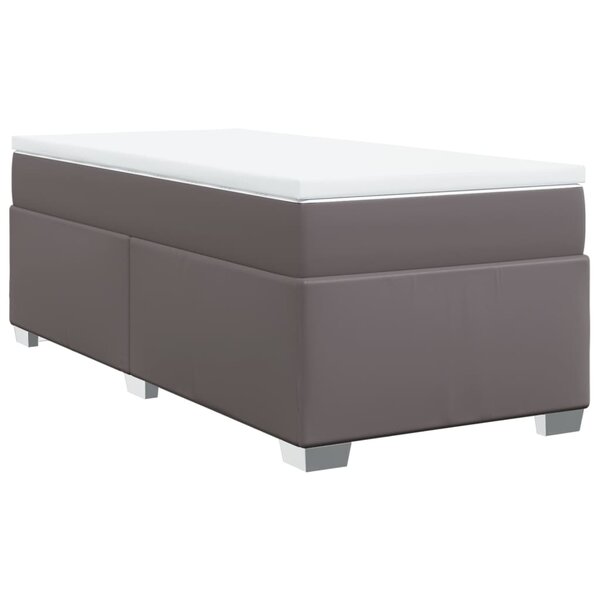 vidaXL Sommier à lattes de lit avec matelas Gris 100x200 cm Similicuir
