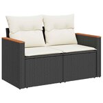 vidaXL Ensemble de canapé de jardin 9 Pièces Noir polyrotin