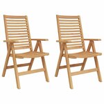 vidaXL Chaise 2 pc Marron Bois de teck massif Convertible