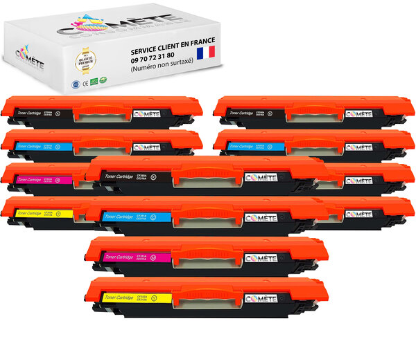 126a - 12 toners compatibles avec hp 126a ce310a cf350a 3 noirs 3 cyan 3 magenta 3 jaunes