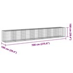 vidaXL Panier gabion avec couvercle 700x100x100 cm fer galvanisé