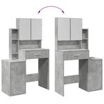 vidaXL Coiffeuse avec armoire gris béton 80x35x132 cm